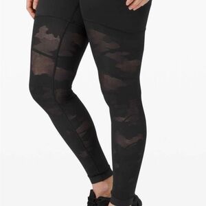 Black Camouflage Leggings Lululemon mesh bottom half